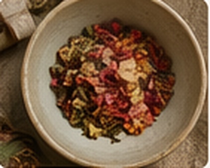 dried fruit and herbs in a bowl