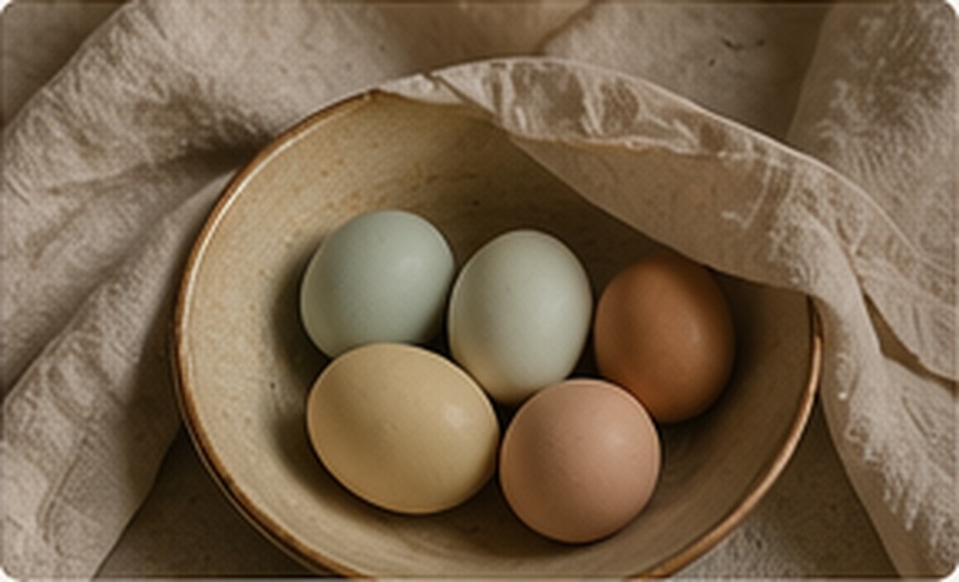 fresh eggs in a ceramic bowl